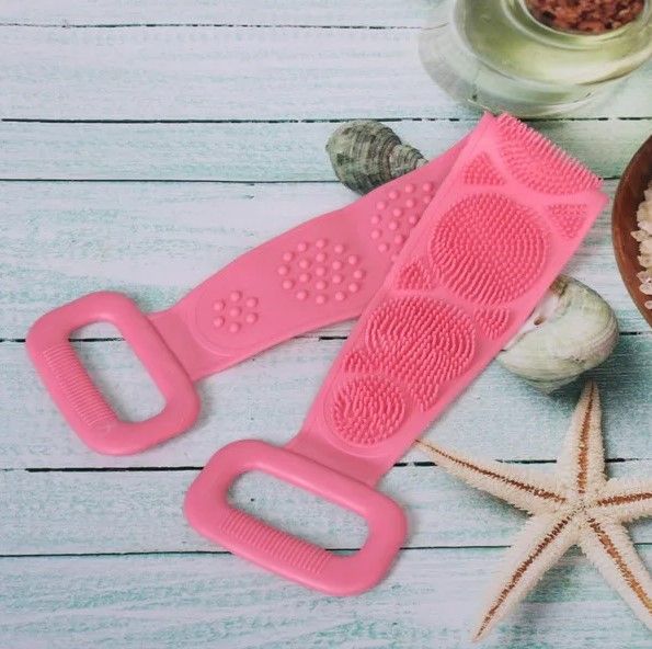 Силиконовая щетка для душа / Массажная щетка мочалка для тела pink